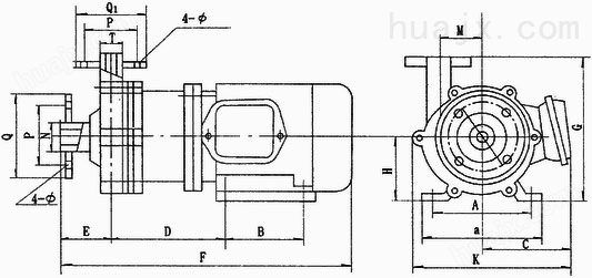 CQF型工程塑料磁力泵安装尺寸图